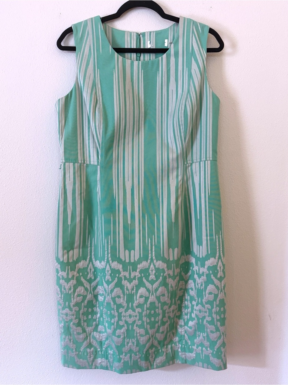 Calvin Klein Ikat Jacquard Sheath Dress Mint Green Estimated Size 10
